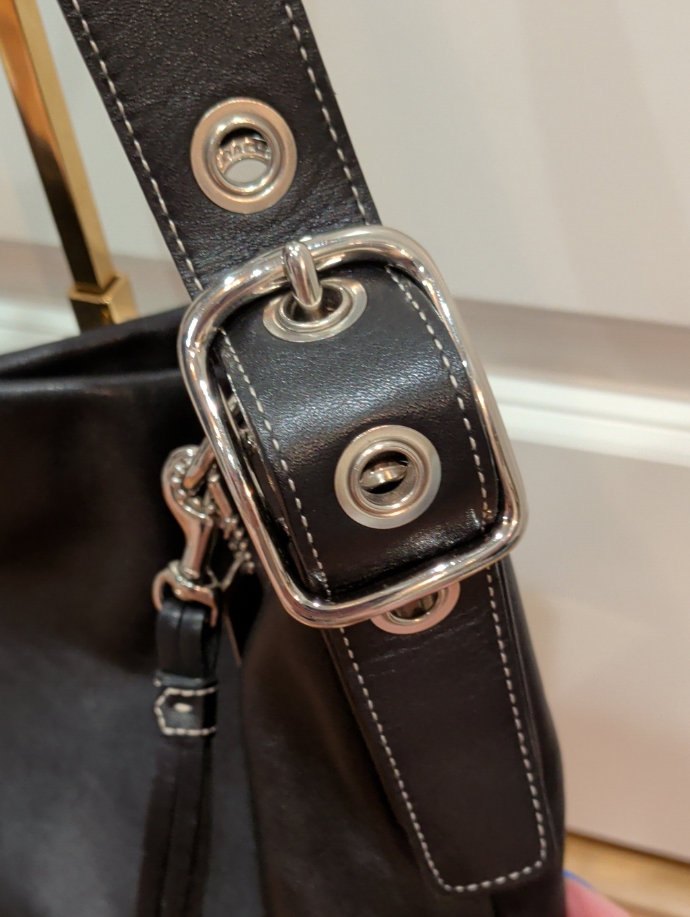 Vintage Coach Legacy / Soho Hobo Slim Duffle Black Leather Shoulder Bag Purse - Picture 7 of 13
